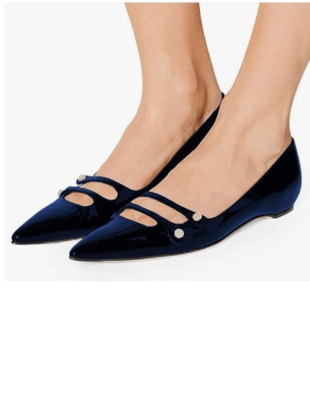 YDN Navy Hidden Low Heels Pumps Pointed Toe Slip on Comfort Straps Shoes